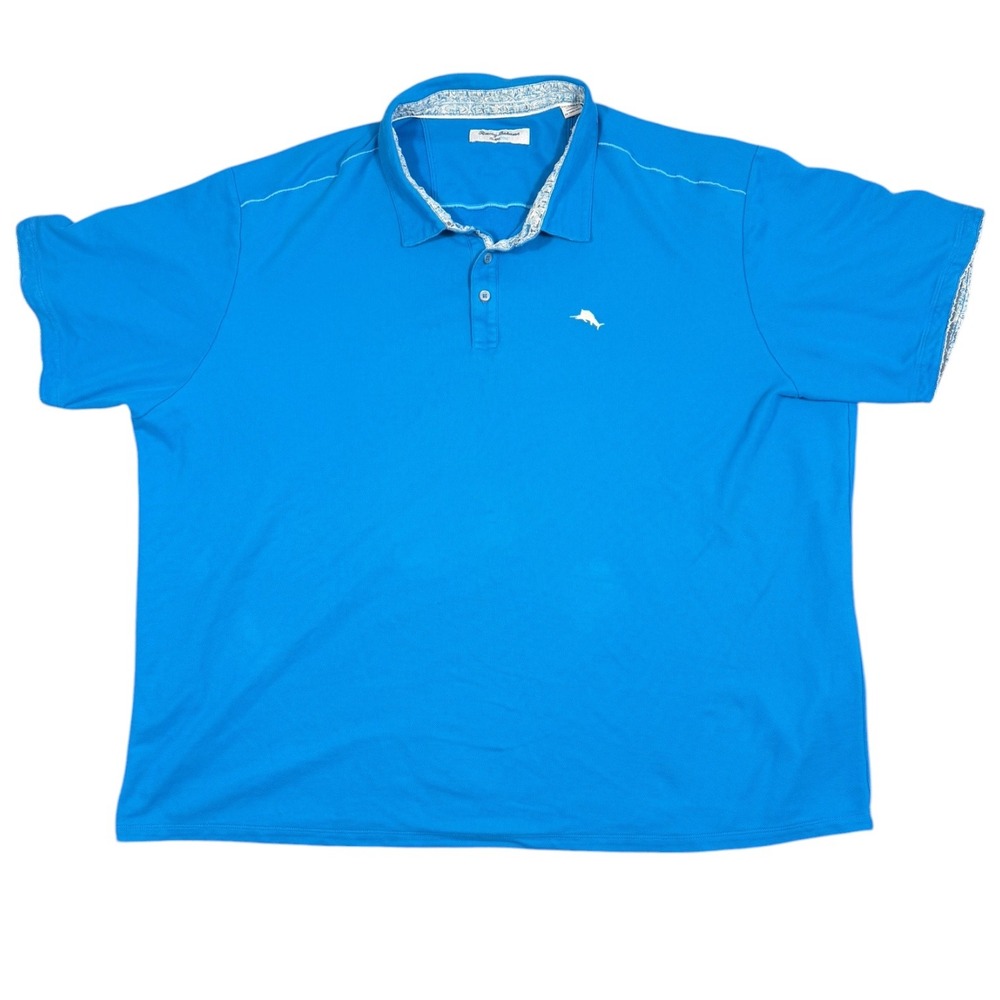 Tommy Bahama IslandZone Polo Mens 3XLB Blue Supima‎ Cotton Marlin Golf Shirt